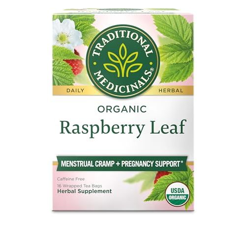 Traditional Medicinals Organic Raspberry Leaf Herbal Tea, Eases Menstrual Cramps & Supports Healthy Pregnancy, (Pack of 1) - 16 Tea Bags