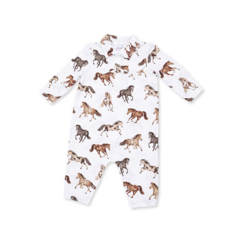 Long Sleeve Cowboy Romper, Wild Horses
