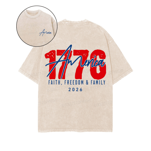 250 Years America Anniversary Double Sided Unisex Washed Christian T-shirt