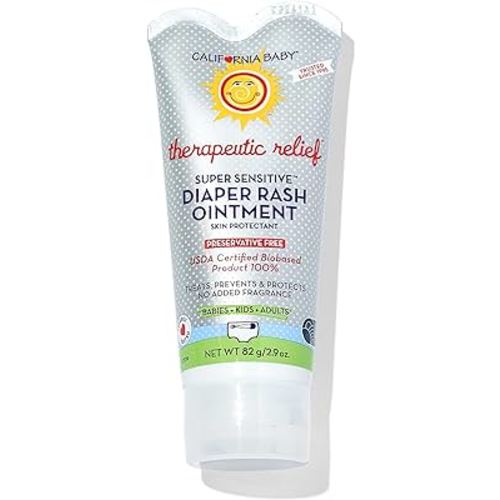 California Baby Super Sensitive Diaper Rash Cream | 100% Bio-Based | Zinc Oxide Ointment | Unscented Diaper Cream | Cloth Diapers Safe | 82 g / 2.9 oz