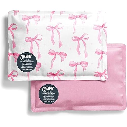 Fit & Fresh Cool Coolers 2 Pack Soft Ice for Lunch Bags, Flexible Stretch Nylon, Durable, Reusable Lunch Box Ice Packs, Soft Ice, Reusable Freezer Packs, Lunch Ice, Easy to Clean, Pink Bows