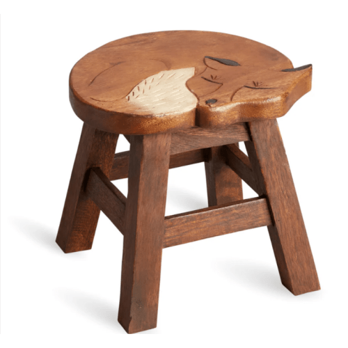 Carved Wood Fox Stool – Monticello Shop