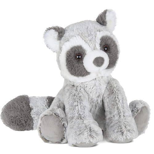 Bearington Ringo Stuffed Raccoon Plush Toy - 10.5" Raccoons Stuffed Animals with Soft Faux Fur, Weighted Inner Bean Bag and Poseable Floppy Body - Cute, Cuddly Raccoon Plushie Gift for Babies and Kids