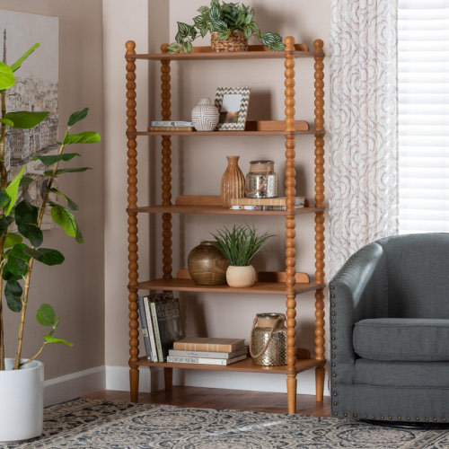 Bayou Breeze Baxton Studio Lucera Bobbin Display Shelf - 5-Tier Open Frame Vertical Bookcase with Spindle Posts for Living Room or Office | Wayfair