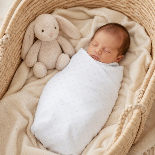 Organic Egyptian Cotton Receiving Blanket – Blue Heart Print