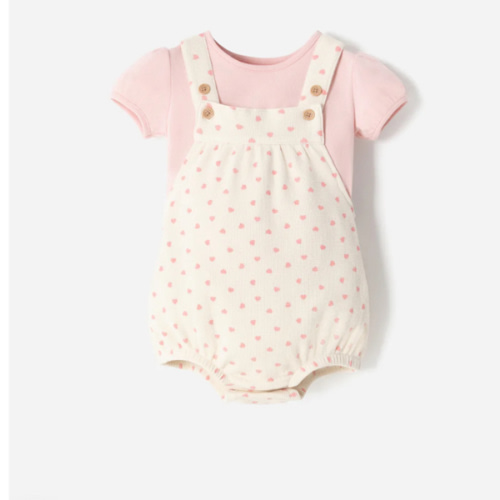 Conjunto bebé niña camiseta + enterizo algodón surtido (0-3 meses)