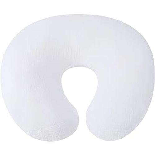 Onacosht Muslin Nursing Pillow Cover Soft 100% Cotton Feeding Pillow Slipcover Fits Standard Infant Nursing Pillow for Boy and Girl, White