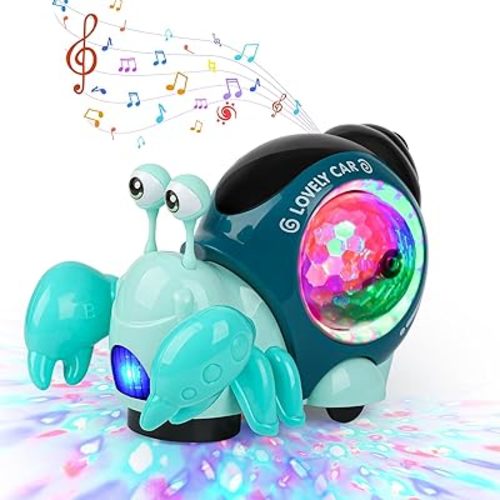 Electronic Crab Toy, Cute Luminous Crab Toys Toddler Crawling Toy with Music and Light Interactive Sensory Toys for Boys Girls