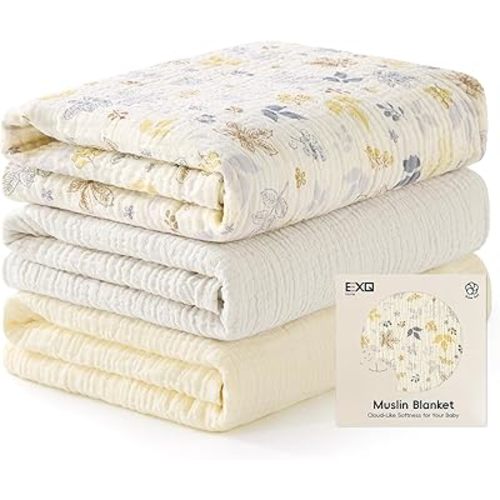 Muslin Swaddle Blankets for Baby, 3 Pack Cotton Breathable Soft Receiving Blankets for Newborn Boys and Girls, Baby Essentials & Gift, 38x40 inches(Forest Whisper)