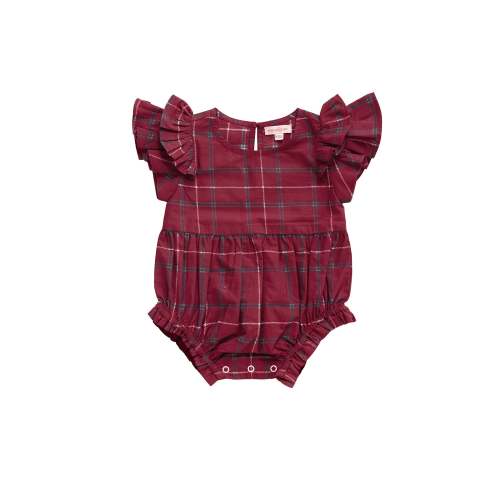 Baby Hattie Romper in Burgundy Plaid