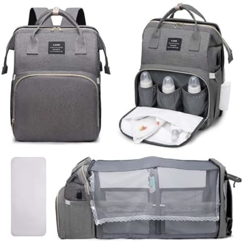 Multifunctional Baby Diaper Bag Backpack with Changing Station Baby Bag for Moms, Dads, Shower Gifts for Newborn Essentials (Diaper Bag Grey)