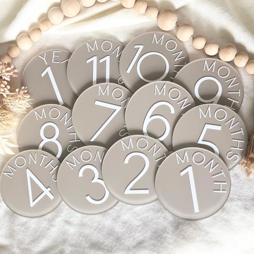 Gender Neutral Acrylic Baby Milestone Markers for Babys First Year Monthly Baby Photo Prop Custom Baby Name Plaque Hello World New Mom Gift