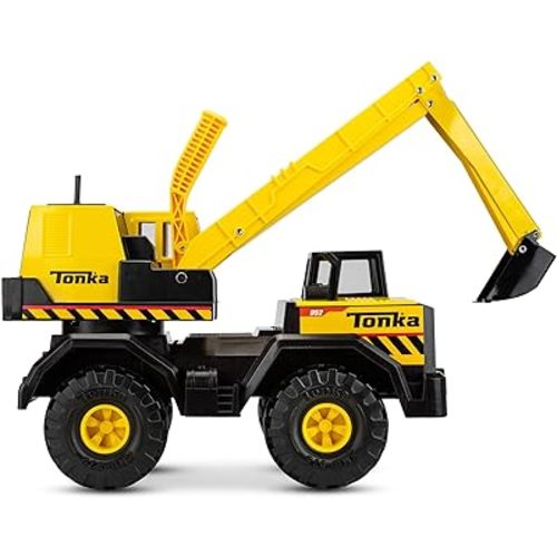 Tonka Steel Classics, Mighty Excavator– Made with Steel & Sturdy Plastic, Yellow Friction Powered, Boys and Girls, Toddlers Ages 3+, Construction Truck, Toddlers, Birthday Gift, Holiday