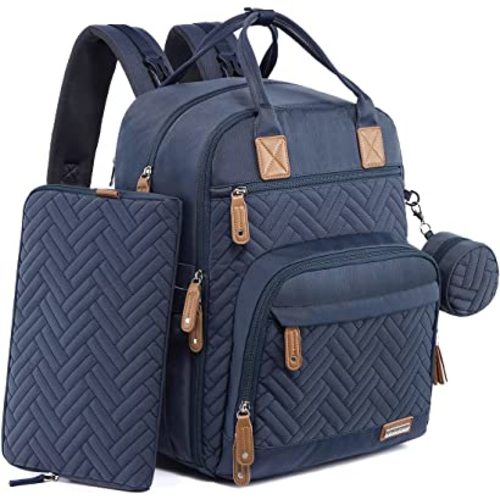 Sac à dos pour couches, iniuniu - Grands sacs à dos pour bébé avec poche à couches, matelas à langer lavable, étui à tétine et sangles de poussette
