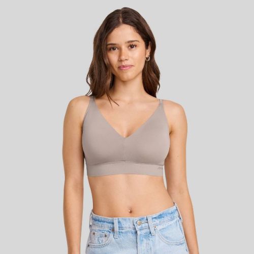 Jockey Generation™ Seamfree® Light Lift Bralette - Gray L: Nylon Spandex Blend, Seamless, Adjustable Convertible Straps, V Neck