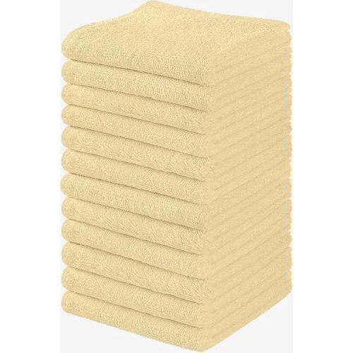 Towel and Linen Mart 100% Cotton - Wash Cloth Set - Flannel Face Cloths, Highly Absorbent and Soft Feel Fingertip Towels (Ivory, Pack of 12)