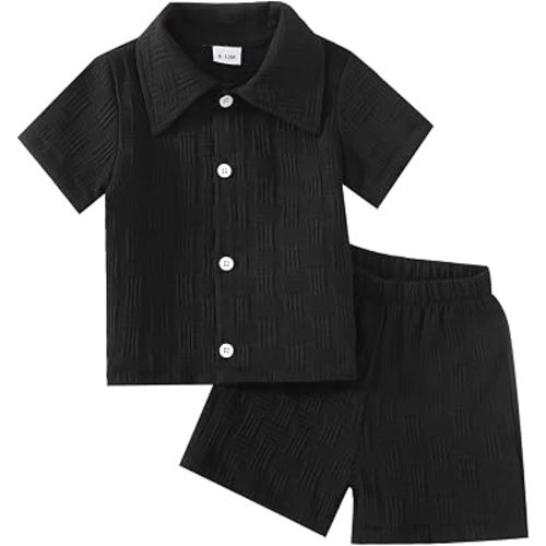 Toddlers and Baby Boys' Summer Clothes Infant Boy Button-town Shirt and Short Set Outfits