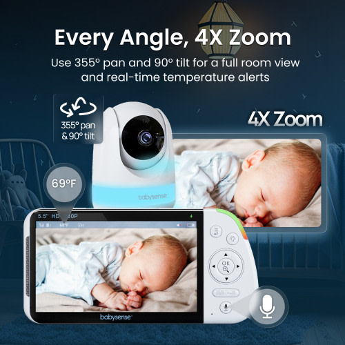Babysense PRO 1080p Full HD Split-Screen Baby Monitor