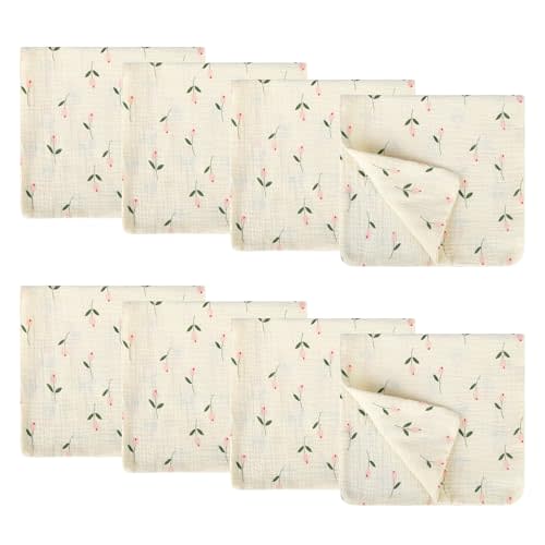 8 Pack Baby Burp Cloths Muslin Cotton 20x10 Inches Cute Printed Ultra Soft Absorbent for Newborn Infants Toddlers Matching Store Same Pattern Products