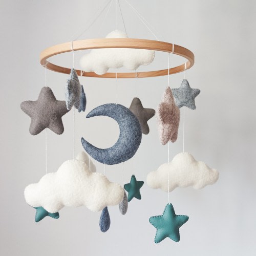 Boho Baby Mobile: Moon, Stars & Clouds Nursery Decor