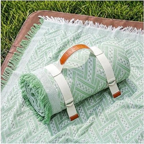 2 in 1 Extra Large Outdoor Picnic Mat Woven Summer Throw Blanket Boho Giant Beach Travel Essential Yoga Accessories Park Patio Lawn Garden Grass Ground Play Music Festival Concert Must Have