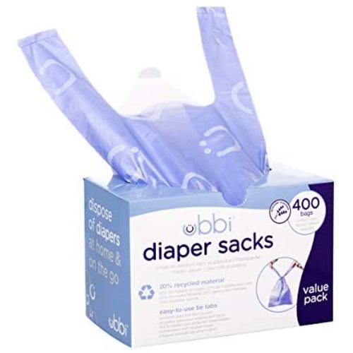 Ubbi Disposable Diaper Sacks, Lavender Scented, Easy-To-Tie Tabs, Made with Recycled Material, Diaper Disposal or Pet Waste Bags, 400 count