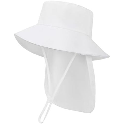 Baby Sun Hat Toddler Bucket Hats with Removable Neck Flap for Boys Girls Kids with Wide Brim Summer Beach UPF 50+
