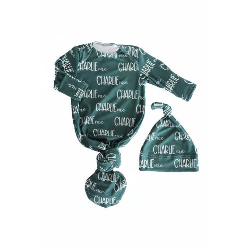 Personalized Font Duo Newborn Baby Knot Gown | Best Selling Neutrals