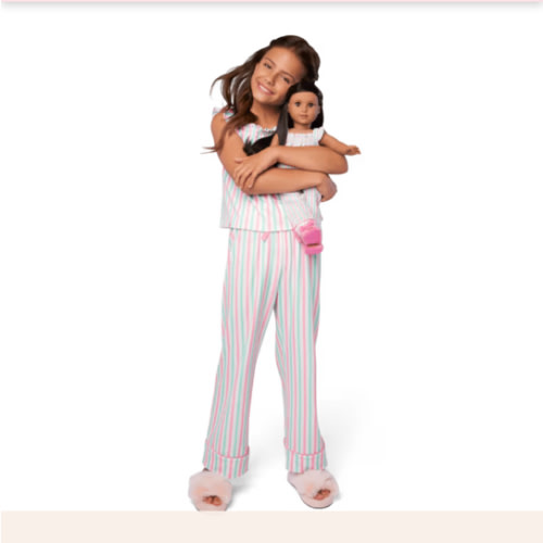 Raquel's™ Coastal Stripes Pajamas for 18-inch Dolls (Girl of the Year™ 2026)