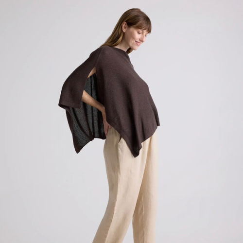 Lightweight Cotton Cashmere Nursing Shawl in Mocha Heather