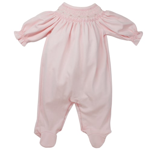 Girls Pink Footed Take Home Onesie Smocked | Baby Loren