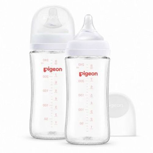 Pigeon Nurture & Nest Wide-Neck Anti-colic Glass Baby Bottles with Nipples - 8 fl oz/2pk