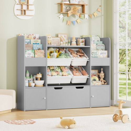 Isabelle & Max™ 49.6'' W Kids Storage Bookcase, Toy Organizer With Drawers, Display Shelves and Bins & Reviews | Wayfair