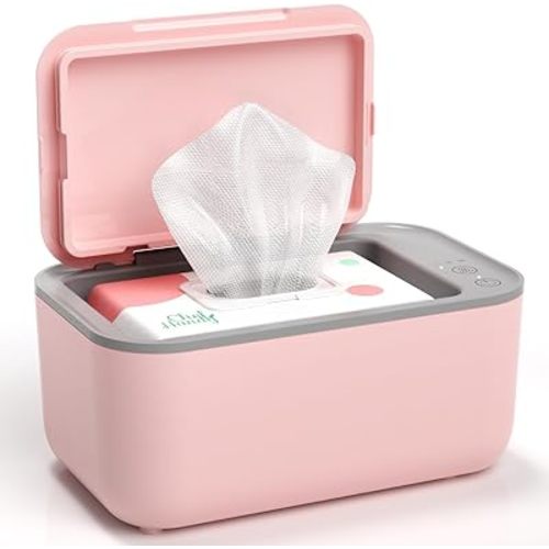 Baby Wipe Warmer, 3-Level Temperature Control, Quiet & Even Heating, Large Capacity for Easy Diaper Changes, Pink