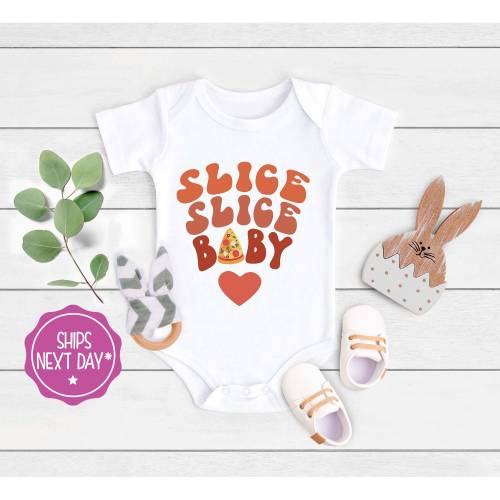 Slice Slice Baby Pizza Bodysuit, Newborn Gender Neutral Outfits, Cute Vintage Onesie®, Slice Slice Baby, Baby shower Gift, Pizza Toddler Tee