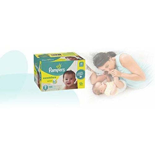Pampers Swaddlers Disposable Baby Diapers Size 2, 186 Count, ONE MONTH SUPPLY