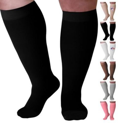 Mojo Unisex 20–30mmHg Firm Graduated Medical Compression Socks, Knee High – Medical Support, Circulation, Varicose Veins, Black, Medium