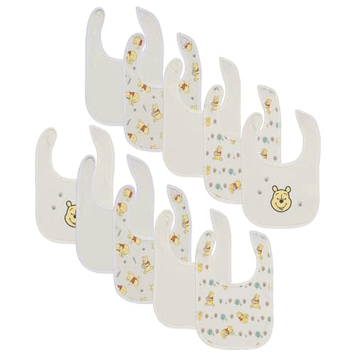 Disney 10-Pack Mickey Mouse Baby Bibs – Ten Soft, Absorbent, and Adjustable Cotton Bibs for Mess Free Meals