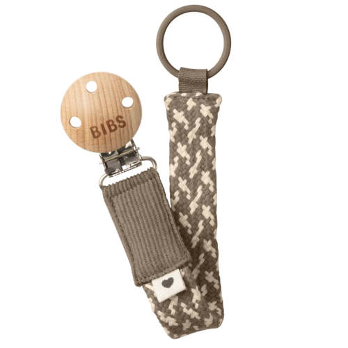 BIBS Pacifier Clip Dark Oak/Vanilla – Baby Kingdom