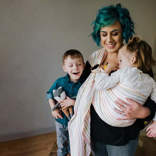 Keane Rainbow Ring Sling Baby Carrier - Rainbow Linen | hope&plum