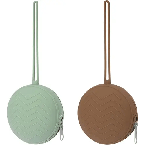 Nupoopy 2 Pack Silicone Pacifier Holder Case, BPA-Free Silicone Pacifier Pouches for Baby Boys & Girls, Portable Case (Sage/Clay)