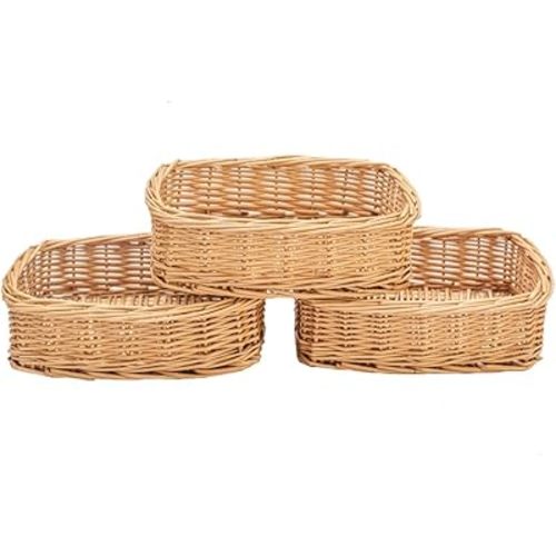 Rectangle small wicker baskets for sundries 3pcs storage bins.