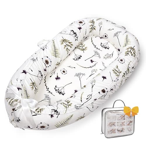 Baby Lounger-Breathable and Soft Organic 100% Cotton, Portable Infant Lounger with Removable Lounger Cover, Floor Lounger for Newborn - Mami Forest