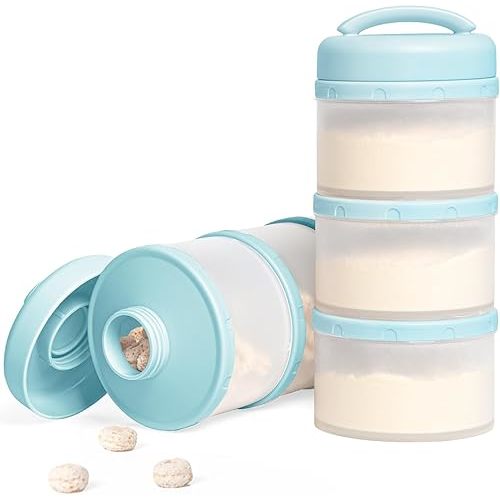 Termichy Stackable Formula Dispenser Portable Milk Powder Container, 2 Pack, Light Blue