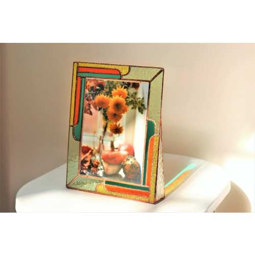Photo frame stained glass Bright stylish rectangular shape Author&#39;s design handmade Photo frame &quot;good mood&quot; Home decor Mothers day gift idea