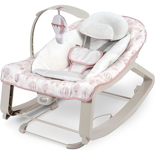 Ingenuity Keep Cozy 3-in-1 Grow with Me Vibrating Baby Bouncer, Seat & Infant to Toddler Rocker, Vibrations & Toy Bar, 0-30 Months Up to 40 lbs (Skye)