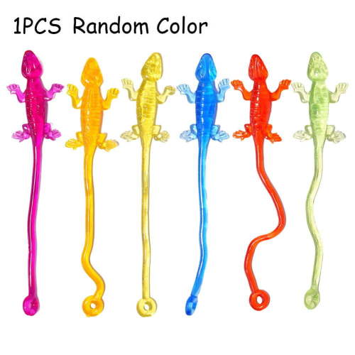 Stretchy Sticky Lizards Toys, Sticky Lizards For , Soft Rubber Lizard Toys, Sticky Funny Lizard For Toys B Colorful