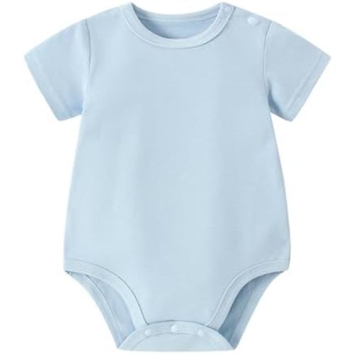 AMIYAN Unisex-Baby Short Sleeve Bodysuits Soft Solid Bodysuit for Newborn Cotton One-piece Boy Girl Summer Clothes 0-24M