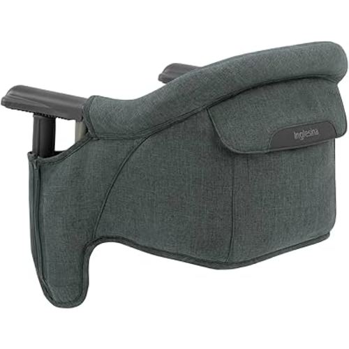 Inglesina Fast Table Chair, Charcoal Gray Melange - Portable Baby High Chair - for Babies & Toddlers up to 37 lbs - Fits Tables 0.8'' to 3.5'' Thick - Compact & Easy to Use - Travel Bag Included