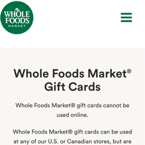Whole Foods Market® - Gift Cards